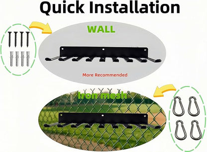 3MM Thickened Steel Wall Mount Baseball Bat Rack, Home Gym Storage Rack, 9 Prong Heavy-Duty Gym Equipment Storage Rack, Softball Bat Holder, Hanging Bat Rack Wall, Barbell Rack, Weight Room Organizer