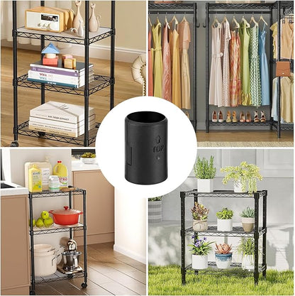 20 Pairs of 7/8-Inch（22.2mm）Wire Shelf Clips for Metal Shelving & Garment Racks – Plastic Locking Clips, Adjustable Layer Spacers (Black, 7/8)