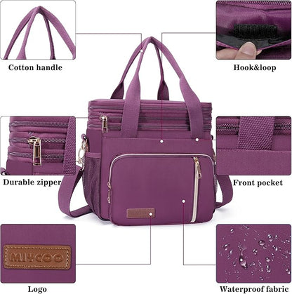 MIYCOO Lunch Bag & Lunch Box for Women Men, Double Deck Leakproof Insulated Soft Large Adult Camping Cooler bag for Work, Beach, Picnic, Travel (Purple, 15L)