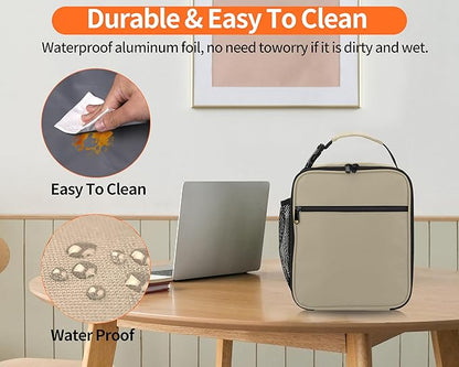 Lunch Box for Men - Reusable Lunch Bag Men Adult Women- Insulated Small LunchBox (Beige)