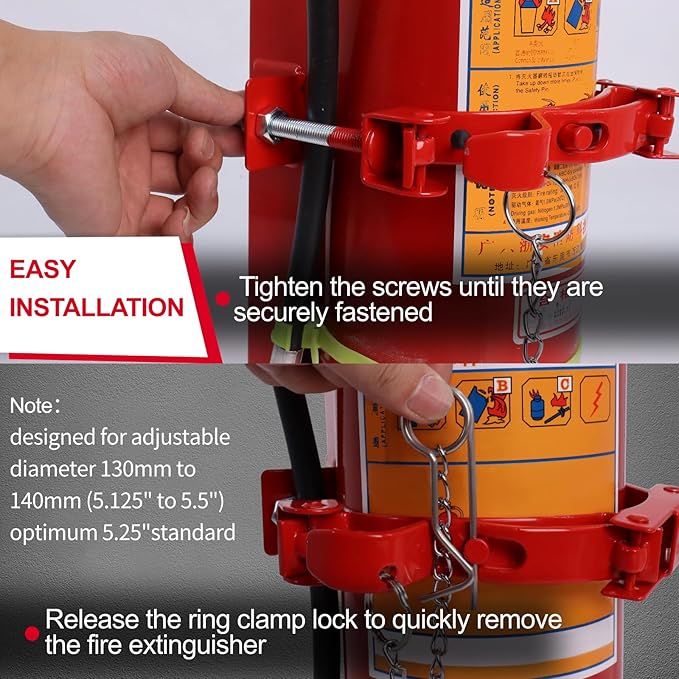 Fire Extinguisher Mount for 5 lb & 10 lb Extinguishers, Heavy Duty ST12 Steel Holder for Truck, Boat, Garage & Wall Mount, Rust-Resistant Powder Coated, Replacement for Amerex 809