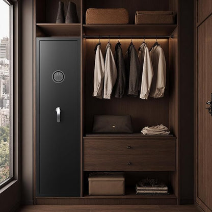 8-12 Gun Cabinet, Gun Safe for Rifles and Pistols, Electronic Rifle Safes for Home, Long Gun Cabinet for Shotgun, Large Gun Locker with Adjustable Shelf, Dual Alarm & Mute System, Quick Access