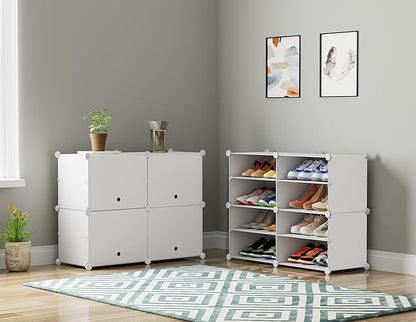 HOMIDEC Shoe Rack, 4 Tier Shoe Storage Cabinet 16 Pair Plastic Shoe Shelves Organizer for Closet Hallway Bedroom Entryway