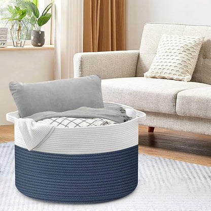 Extra Large Rope Basket, XXXL Woven Wicker Storage Basket, Kids Room Toy Storage Organizer and Storage, Dog Toy Stuffed Animal Basket Bins, Kids Room Playroom Organization(22" x 22" x 14")