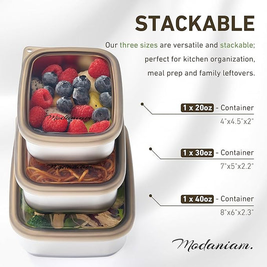 Stainless Steel Lunch Box Adult| Meal Prep| Food Storage| Stainless Steel Lunch Containers with clear Silicone Lids| Leak Resistant|20,30, 40 OZ| Bento Box | Metal lunch Box |Lunchbox | Bentobox