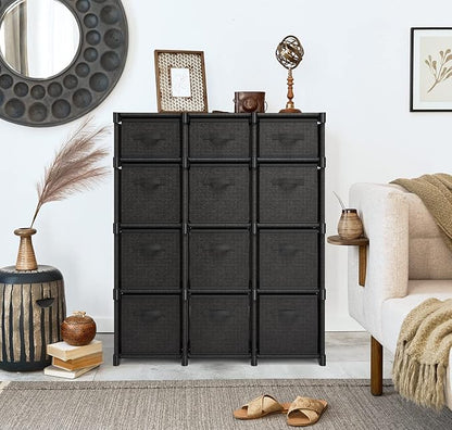 Black DIY Cube Organizer Shelf - Fabric Storage Cubes, Sturdy Cubbies for Bedroom, Playroom and More