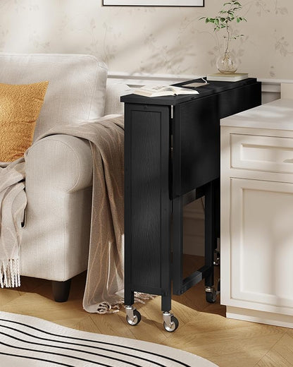 31.5" Modern Folding Computer Desk with Power Outlets, Wheels, Storage, Perfect for Small Spaces Black TDN01UBB