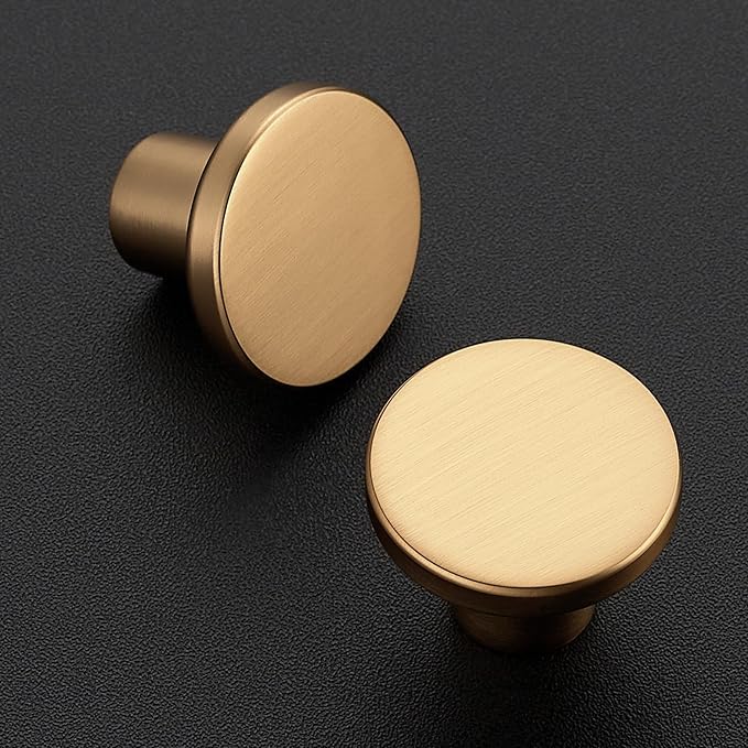 Ravinte 5 Pack Cabinet Knobs Champagne Bronze Kitchen Cabinet Knobs Round Dresser Drawer Knobs Drawer Pulls Closet Door Knobs 1-1/5 Inch