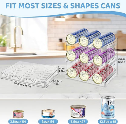 Cat Food Can Organizer, 3-Layer Clear Acrylic Cat Food Storage Rack, Acrylic Can Organizer for Pantry, Canned Food Organizer Holds 45 (3oz) Cans, Pantry can Organizer