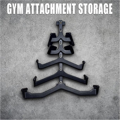 Wall Mounted Lat Pull Down Bar Organizer with Hooks, Home Gym Storage Rack for Lat Pulldown Attachments, Cable Attachments Rack for Gym Accessories