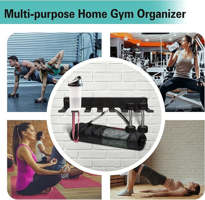 Multi-Purpose Gym Storage Rack Resistance Bands Hook Home Gym Accessories Storage Fitness Bands Rack Heavy Duty Rack for Resistance Bands, Straps, Jump Ropes, Foam Rollers, Chains