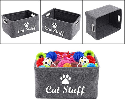 Geyecete Cat Apparel & Accessories/Cat Toys/Pet Supplies Storage Basket/Bin with Handles, Collapsible & Convenient Storage Solution for Office, Bedroom, Closet, Toys, Laundry(Grey)