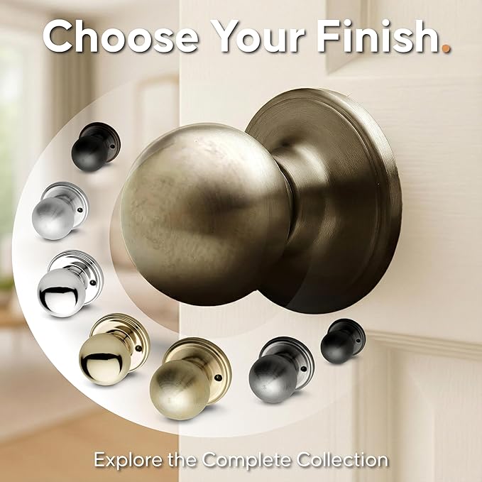 Copper Creek BK2090AB Ball Door Knob, Dummy Function, 1 Pack, in Antique Brass