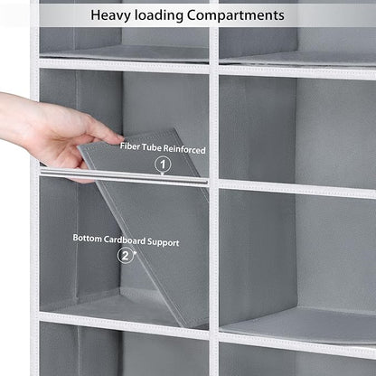Univivi Over the Door Organizer, 6 Tiers Behind Door Storage with Clear Deep Pockets Hanging Organizer for Closet, Bedroom, Nursery, Bathroom and Sundries (Grey)