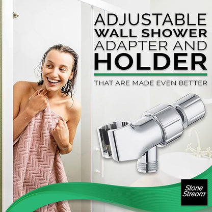 Original StoneStream Adjustable Wall Shower Adapter and Holder for Handheld Showerheads - Chrome
