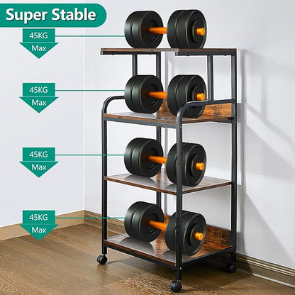 4 Tier Printer Stands, Multipurpose Office and Home Printer Desk with Wheels, Shelving for Printers, Fax Machines, Scanners, Vintage Brown
