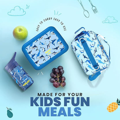 YOLAY Bento Box for Kids Lunch Box Leak-Proof, 5-Compartment Lunch Box Kids for Ages 3-10, Durable with Anti-Slip Base, Suitable for Schools, Outdoor and Travel (Mermaid) (Shark)