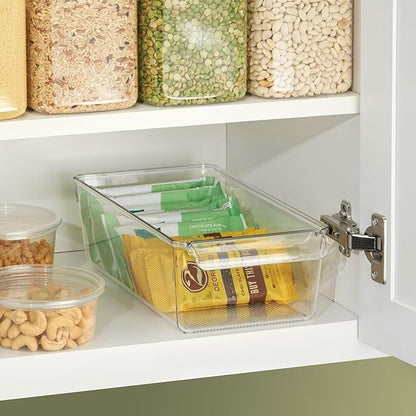 iDesign Fridge Storage Bin with Handle - Fridge Tray for Meats and Cheeses - Set of 2 - Clear