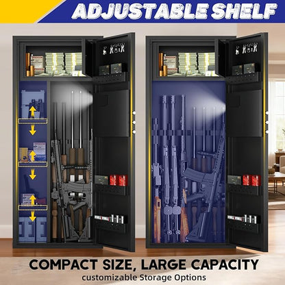 12-15 Large Gun Safe for Rifles and Pistols, Gun Cabinets for rifles and shotguns with Digital Keypad and Alarm Mode, Easy Assembly Rifle Safe for Home, Internal Lockable Box & Removable Shelves