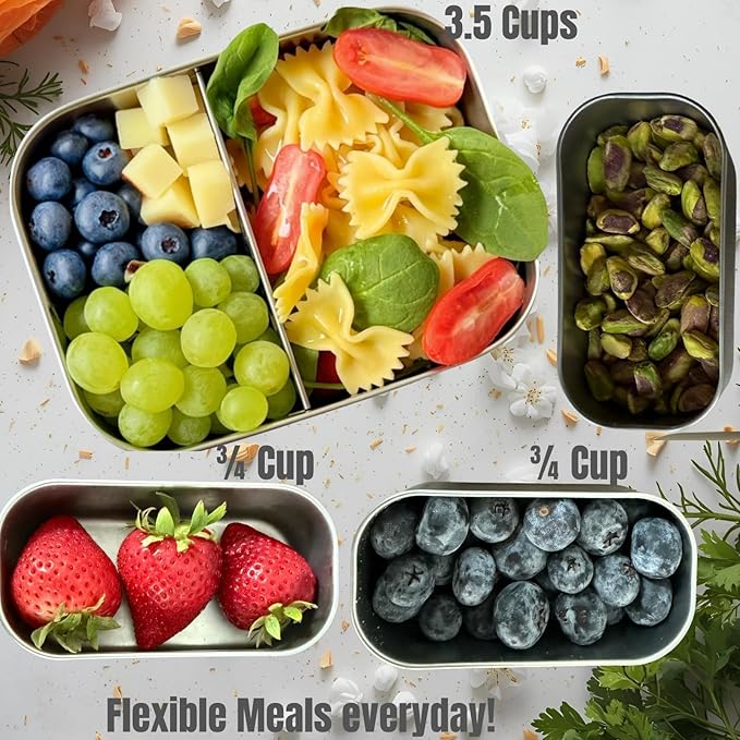 Leak proof Stainless Steel Lunch Box| Stainless Steel bento box | Metal Lunch Containers| Sandwich ,Snacks container| Meal prep| Metal lunch box| Korean Lunch Box| Black|SMall 27 Oz+ 2*6.5Oz