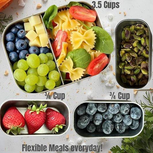 Leak proof Stainless Steel Lunch Box| Stainless Steel bento box | Metal Lunch Containers| Sandwich ,Snacks container| Meal prep| Metal lunch box| Korean Lunch Box| Black|SMall 27 Oz+ 2*6.5Oz