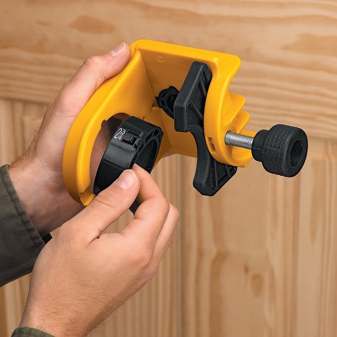 DEWALT Door Lock Installation Kit, C Clamp Design Hole Saw Kit For Metal or Wood Doors, 2 Adjustable Bushings, Easy Installation, Height Alignment (D180004)
