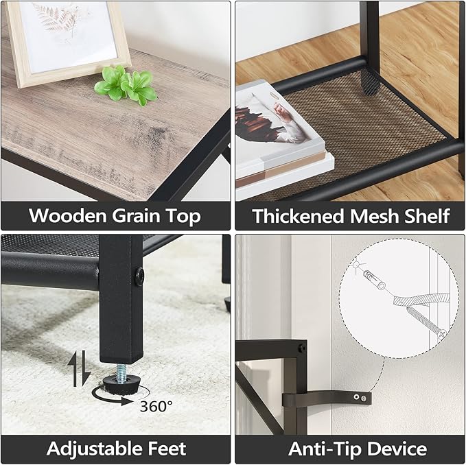 Sofa Table with Power Outlet, 43.7" Console Table with USB Ports, Behind Couch Table, Entryway Table for Living Room, Entryway, Foyer, Metal Frame, Adjustable Feet, Greige CTHG11E01Z1N1