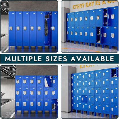 Metal Lockers - 66" Height Steel Lockers for Employees with 5 Door Storage Locker with Card Slot for Employees Gym School Home Office Garage - Assembly Required