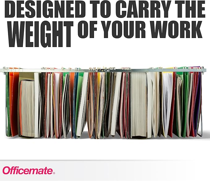 Officemate Hanging File Frame, Letter Size (Fits 24″–27″), Adjustable Heavy-Duty Steel File Drawer Organizer for Desks, Cabinets & Shelves, Set of 6 (98620)