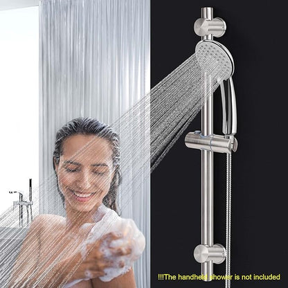 NearMoon Slide Bar with Height/Angle Adjustable Handheld Shower Holder, Bathroom SUS 304 Stainless Steel Head Holder for Bath (Screw Mounted, Brushed Nickel)