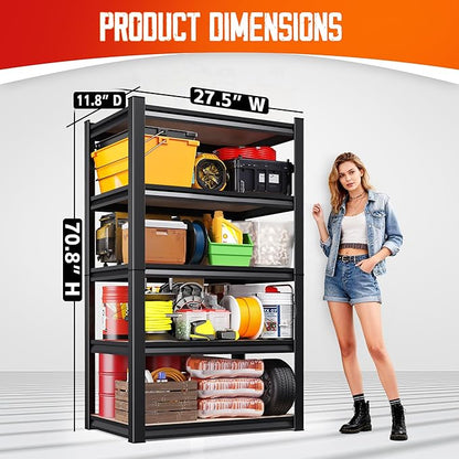71"H-28"W-12"D Garage Shelving-5 Tier Garage Storage Shelves,Adjustable Heavy Duty Metal Shelving Unit and Storage Large Rack,Utility Steel Shelf For Warehouse Industrial Pantry Basement Organizers