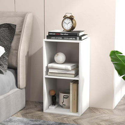 Giantex 2-Cube Bookcase, White Cubby Bookshelf w/Back Guardrail & Anti-Tipping Kits, 3-Tier Freestanding Storage Organizer with Shelves, Open Back Display Rack for Living Room, Bedroom