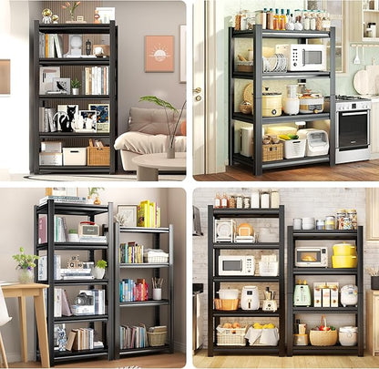 32"W*16"D Garage Storage Shelves, Metal Garage Shelving, Adjustable Steel Storage Rack Shelf, 4-Tier Shelving Unit, Ideal for Garage, Pantry, Basement, Kitchen, Living Room, 63"Hx31.5"Wx15.8"D, Black