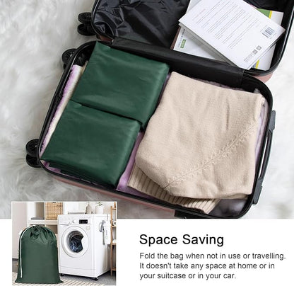 Polecasa Extra Heavy Duty Large Laundry Bag with Sturdy Handles and Drawstring Closure, 28 x 36 inches Durable Storage Bags for Basket, Hamper, College, Dorm, Travel, Green