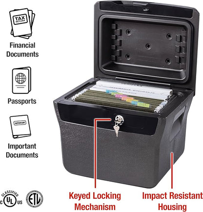 SentrySafe Fireproof and Waterproof Lock Box with Key Lock, File Safe with Carrying Handles for Documents, 0.66 Cubic Feet, 14.1 x 16.6 x 13.8 Inches, FHW40100