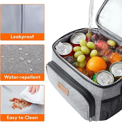Lifewit Reusable Insulated Lunch Bag, Portable Cooler Freezable Soft Lunchbox Leakproof with Adjustable Shoulder Strap for Men Women Adult for Work Picnic or Travel, 15L 24 Can, Grey