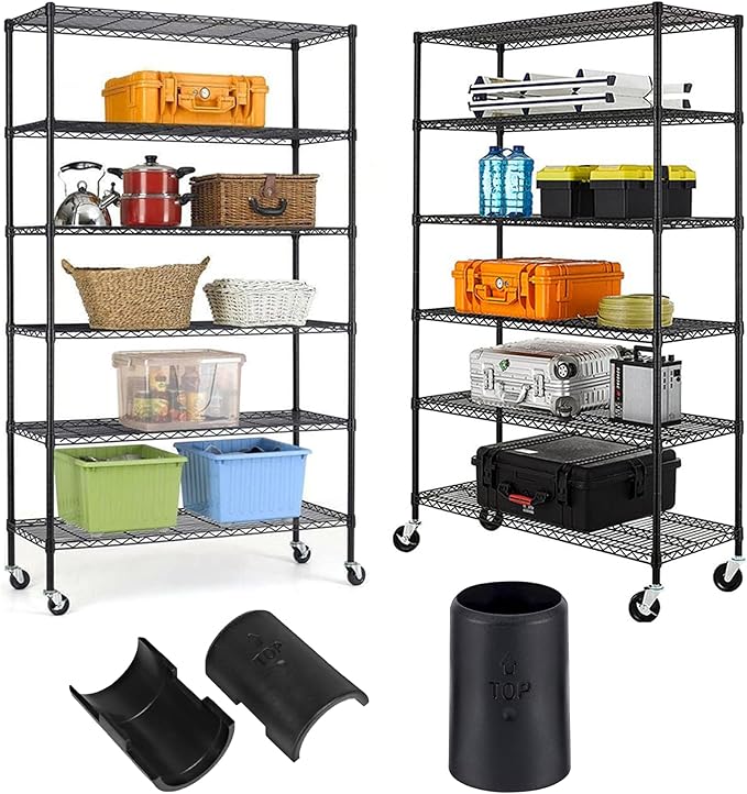 50 Pack Wire Shelf Clips Wire Shelf Locking Clips for 1 in. Posts 25 Pairs of Black Shelf Sleeves, Replacement Plastic Accessory Parts for Wire Shelving Systems