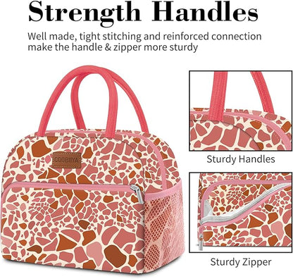 Coobiiya Lunch Bag Women, Lunch Box for Women Adult Men, Small Leakproof Cute Lunch Tote Large Capacity Reusable Insulated Cooler Lunch Container for Work/Office/Picnic/Travel-Pink Leopard