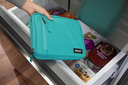 PackIt® Freezable Classic Lunch Box, Teal, Built with EcoFreeze® Technology, Collapsible, Reusable, Zip Closure With Zip Front Pocket and Buckle Handle, Designed for Fresh Lunch On the Go