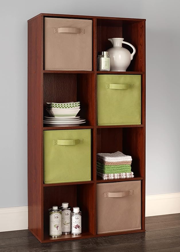 ClosetMaid Cubeicals 8 Cube Storage Shelf Organizer Bookshelf, Stackable, Vertical or Horizontal, Easy Assembly, Wood, Dark Cherry Finish