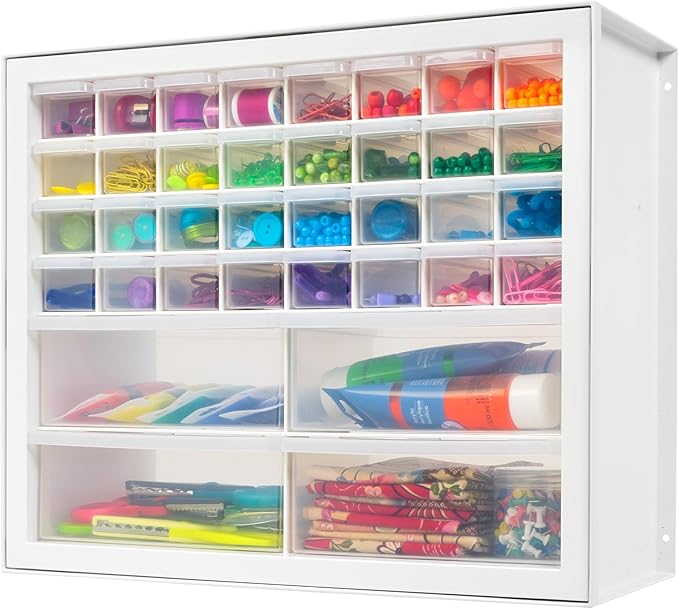 IRIS USA Screw Tool Organizer Small Parts Cabinet Chest, 36-Drawer Hardware Electronics Nuts Bolts Storage Drawers Organization Toolbox Garage Craft Business Teacher Beads Scrapbook Art Hobby - White