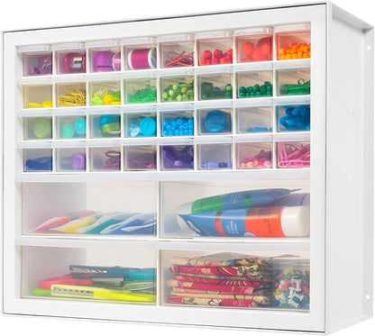 IRIS USA Screw Tool Organizer Small Parts Cabinet Chest, 36-Drawer Hardware Electronics Nuts Bolts Storage Drawers Organization Toolbox Garage Craft Business Teacher Beads Scrapbook Art Hobby - White
