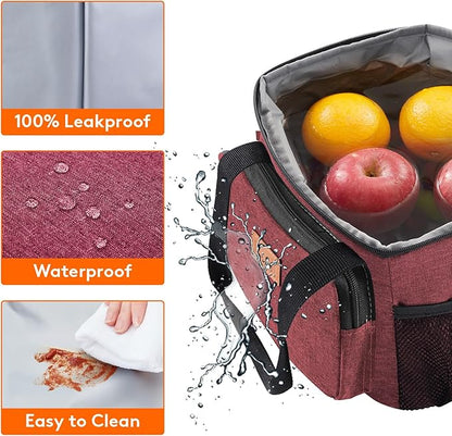 Lifewit Medium Lunch Bag Insulated Lunch Box Soft Cooler Cooling Tote for Adult Men Women, Burgundy 12-Can (9L)