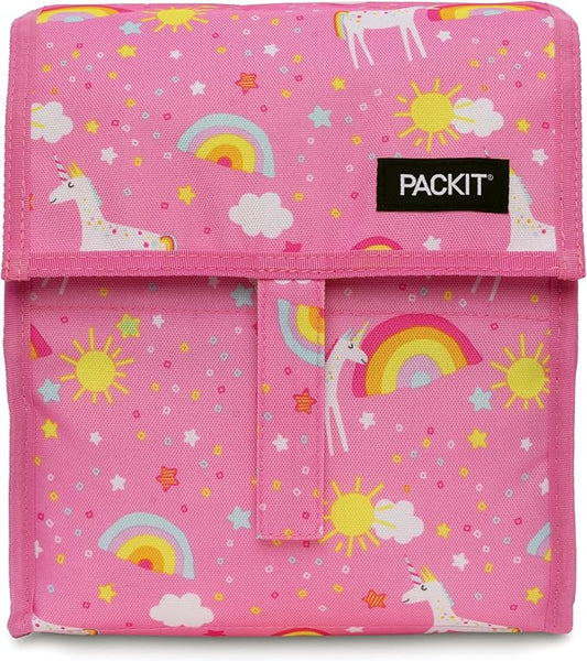 PackIt® Freezable Lunch Bag, Unicorn Dream Pink, Built with EcoFreeze® Technology, Foldable, Reusable, Zip and Velcro Closure with Buckle Handle, Designed for Work Lunch and Fresh Lunch On the Go