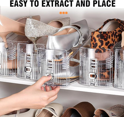 TOPNEW Shoe Slots Organizer for Closet 20 Pack Adjustable Level Shoe Stacker Holder Organization Double Layer Storage Space Saving Shoe Rack Organizer for Closet (Transparent)