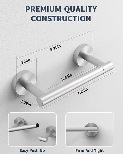 Bathroom Toilet Paper Holder Wall Mount SUS304 Stainless Steel Double Post Pivoting Toilet Paper Roll Holder Wall Mounted for Bathroom RV Commercial Toilet Tissue Dispensers, Brushed Nickel