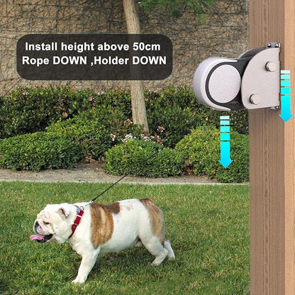 Heavy Duty Retractable Leash Wall Mount,Secure Dog Parking Station for Hands-Free Convenience,Rustproof&Chewproof Tie Out Hook,Indoor-Outdoor Safety Anchor for All Dog Sizes