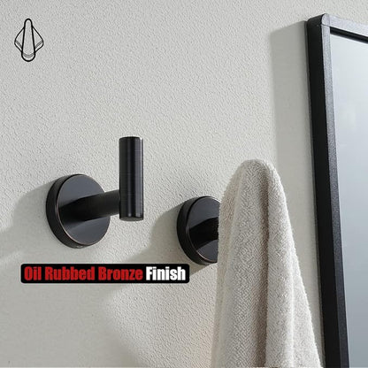 JQK Bathroom Towel Hook Oil Rubbed Bronze, 304 Stainless Steel 0.8mm Coat Robe Clothes Hook for Bathroom Kitchen Garage Wall Mounted (Pack of 2), TH100-ORB-P2
