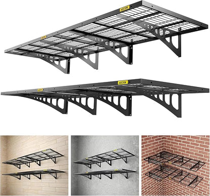 2x3ft 4Pack Wire Shelving Unit Heavy Duty Garage Storage Shelves Wall Mounted Black 1120lbs Load Capacity（24-inch-by-36-inch）