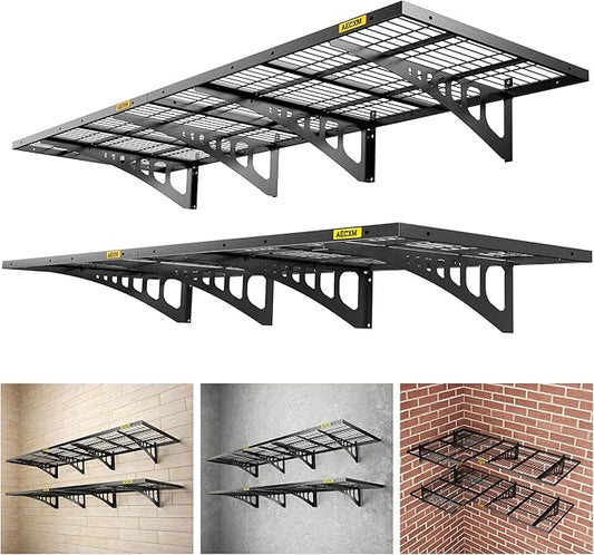 2x3ft 4Pack Wire Shelving Unit Heavy Duty Garage Storage Shelves Wall Mounted Black 1120lbs Load Capacity（24-inch-by-36-inch）